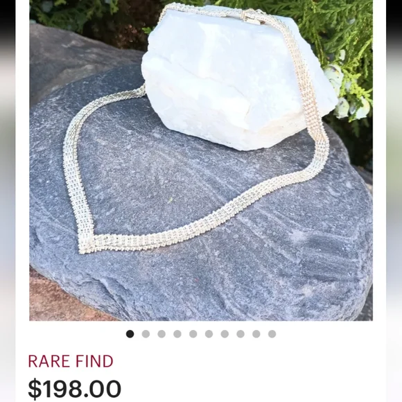 Vintage 925 sterling silver Riccio V-shape Chevron necklace - Picture 10 of 11